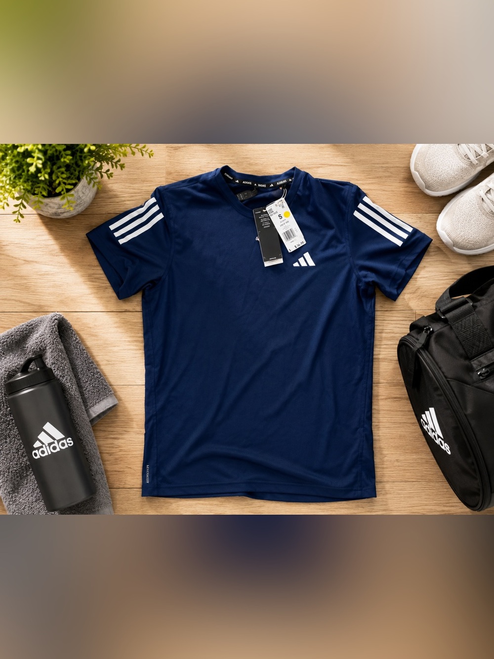 Adidas AEROREADY Navy Blue 3 Stripe Athletic Training Shirt NWT Small